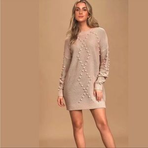Lulu’s Blush Pom Pom Sweater Dress